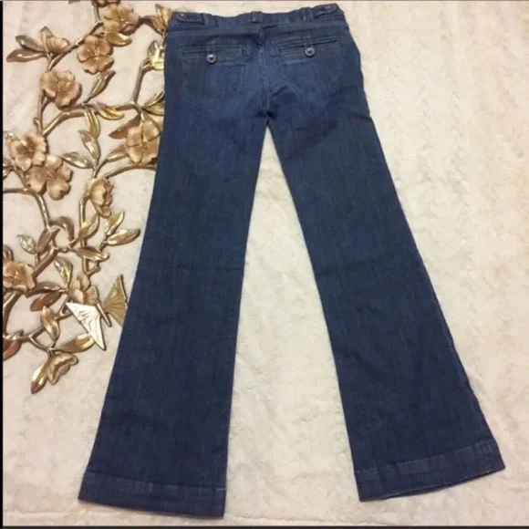 Kasil Tribecca Ocean Storm Wash Flared Cuffed Jeans Mid-rise Size 26 - Picture 8 of 9